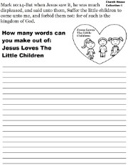 Jesus Loves The Little Children Word in a word - Word Mining- How many words can you make out of